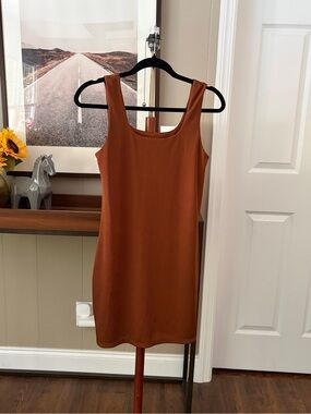 A New Day Ribbed Tank Dress - Rust